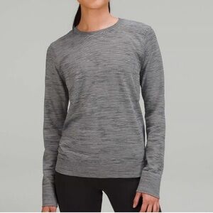 Lululemon Chroma Check Stripe Alpine White‎ Long Sleeve Relaxed Swiftly Tech sz8